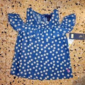 Denim Polka Dots Polo Toddler Bluse